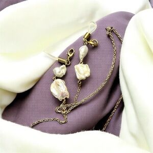 Vintage Gold Eyeglass Chain with Baroque Pearls
